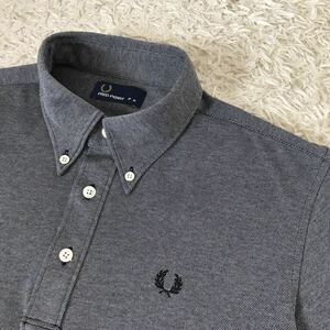 FRED PERRY Fred Perry polo-shirt short sleeves button down Logo embroidery gray series size M