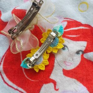 バレッタ2個セット レディースファッション かぎ針編み レース糸 ハンドメイド アクセサリー 飾り物 おもちゃ