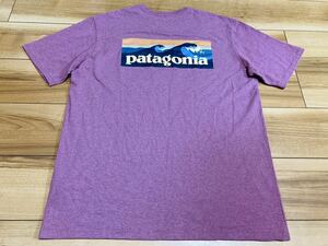 patagonia パタゴニア p6 パタゴニアサーフ　波ロゴ　半袖Tシャツ ポケット付きTシャツ オーガニックコットン パープル　Ｍサイズ　