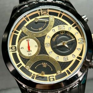 新品 Charles Perrin シャルル・ぺリン クォーツ 腕時計 アナログ クロノグラフ レトログラード ステンレス ブラック ゴールド CP228GBKGD