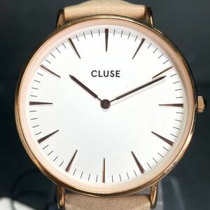 美品 CLUSE クルース CL18015 腕時計 アナログ クオーツ ホワイト文字盤 レザーベルト ベージュ ラウンド 2針 新品電池交換済み 動作確認済