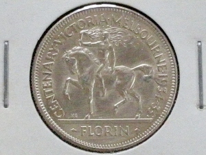 豪州◆1FLORIN銀貨ビクトリア・メルボルン100周年■1934-35年/Australia Centenary Victoria・Melbourne florin silver coin1934-35
