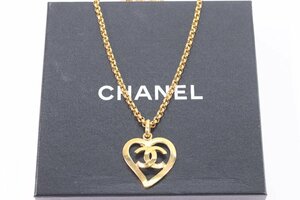 CHANEL Chanel 95P здесь Mark в форме сердечка Gold цвет колье Vintage аксессуары 5954-A