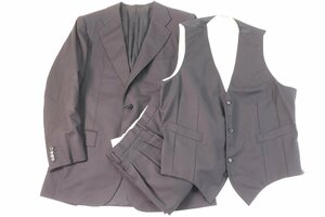 Kiton key ton three-piece jacket the best slacks size 47 black black series plain 100%WOOL men's 5955-NA