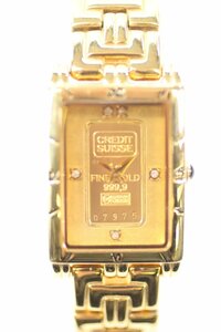 ELGIN エルジン CREDIT SUISSE クレディ スイス FK-929-C FINE GOLD 999.9 1g インゴット 5P 石付 クォーツ レディース 腕時計 5995-HA