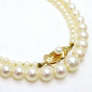 ＊K18アコヤ本真珠ネックレス＊j 約14.4g 約45.5cm 約3.0~7.5mm珠 あこや ベビー パール pearl necklace jewelry EA2/EA5