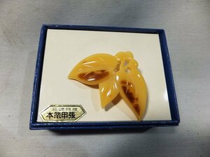  unused goods *book@ tortoise shell .* Nagasaki Special production leaf brooch leaf . flower fashion accessory tortoise shell 
