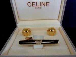 ◎№5495◎■美品■セリーヌ【ＣＥＬＩＮＥ】【ゴールド】■カフス♪&タイピン・ネクタイ ピン♪