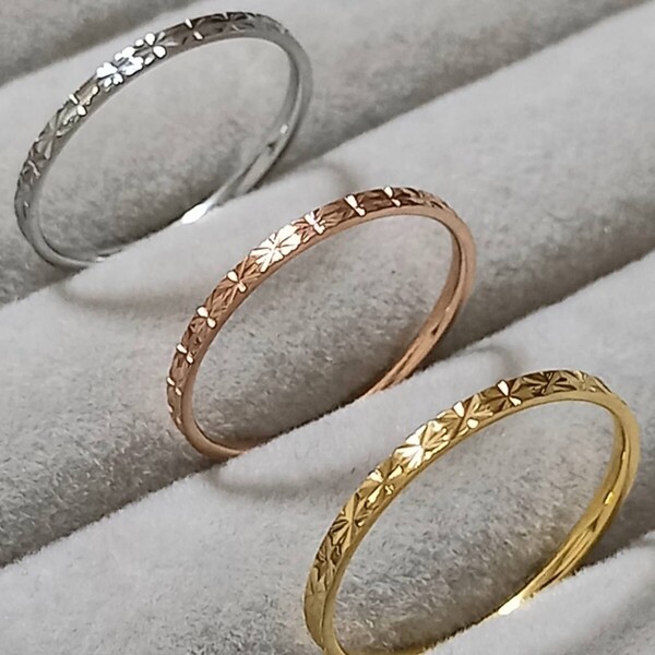 ステンレスリング プラチナカットリング 指輪 ピンキーリング サージカルステンレス サージカルステンレス 金属アレルギー対応