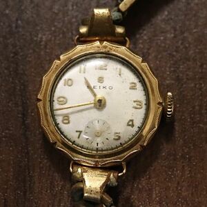 【稼動品】SEIKO セイコー K18 刻印 手巻き 腕時計 レディース スモセコ アンティーク 18金 Y2