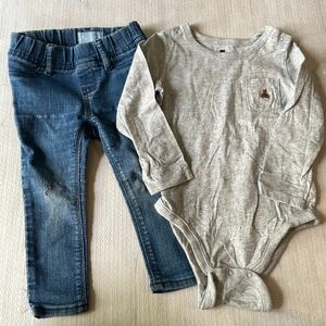 中古 BABY GAP ロンパース デニム パンツ 90 BEAR ベアー 赤ちゃん 服 ラルフ