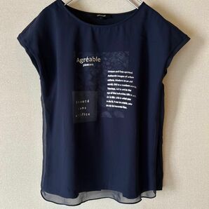 極美品 アンタイトル 小さいサイズ レイヤード ブラウス カットソー ドッキング カットソー 半袖Tシャツ