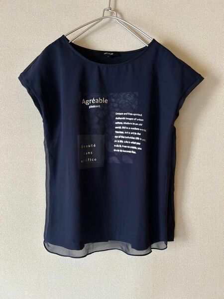 極美品 アンタイトル 小さいサイズ レイヤード ブラウス カットソー ドッキング カットソー 半袖Tシャツ