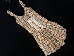  new goods LIZ LISA Liz Lisa check race all-in-one size0/ tea #* * efa3 lady's 