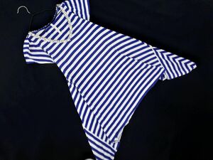  Sunao Kuwahara linen. border spangled tunic cut and sewn sizeM/ white x blue #* * efa3 lady's 