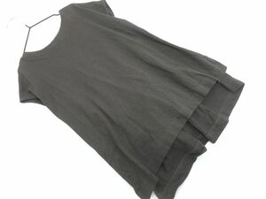 NATURAL BEAUTY BASIC ナチュラルビューティーベーシック ウエストリボン フレンチスリーブ カットソー sizeM/茶 ■◆ ☆ efa4 レディース