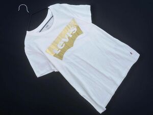 ネコポスOK LEVI’S リーバイス ロゴ プリント Tシャツ sizeS/白 ■◆ ☆ efa6 レディース