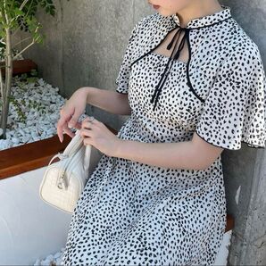 フロントあきリボンデザインワンピース ナチュラルクチュール ワンピース ディズニー ダルメシアン