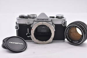 OLYMPUS オリンパス OM-1 シルバーボディ フィルムカメラ + OM-SYSTEM G.ZUIKO AUTO-S 50mm F/1.4 レンズ (t8214)