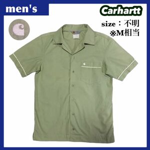 Carhartt カーハート オープンカラー シャツ 開襟シャツ メンズ サイズ不明 M相当 ライトグリーン ワンポイントロゴ