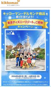  懸賞　応募☆ 東京ディズニーリゾートパークチケット(ペア) 95組190名様☆ キッコーマン×イトーヨーカドー キャンペーン