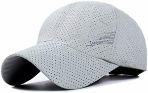 メッシュキャップ 男女兼用 速乾 軽薄 野球帽 紫外線対策スポーツ帽子　キャップ　グレー