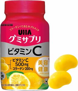 UHA グミサプリ ビタミンC 30日分 60粒 1日2粒 ボトルタイプ レモン味 2粒に500mgのビタミンC配合