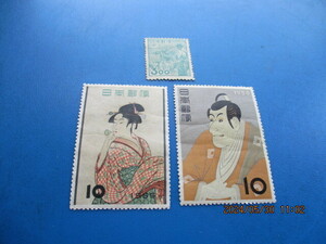 切手趣味週間２種と捕鯨３円　未使用
