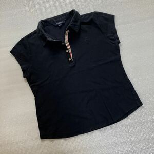 バーバリーロンドン ポロシャツ 150㌢ 黒色 綿100％ 日本製 美品☆BURBERRY LONDON☆ヤフネコ無料