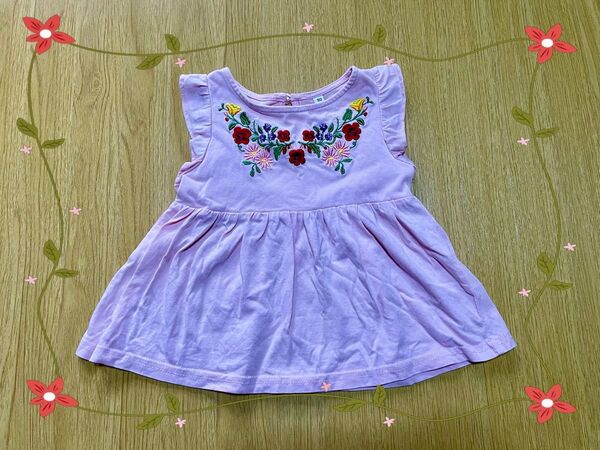 花柄 刺繍 チュニック トップス 90 女の子