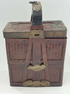 古美術　中国美術 小品 提藍 竹籠三段重箱 弁当箱 中国煎茶道具　「4066」