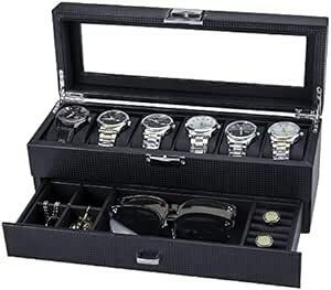 Anyasun рука кейс для часов 1 2 шт наручные часы место хранения box высококлассный часы кейс для коллекции карбоновый волокно отделка для мужчин и женщин in 