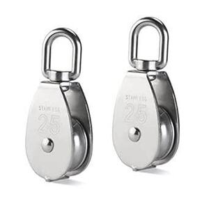 TOPTOMMY M25 stainless steel pulley climbing cargo transportation rope pulley lifting block endurance rotation ..2 piece set 