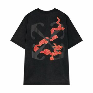 OFF-WHITE オフホワイト 黒 半袖 tシャツ fire ARROW 男女兼用 夏 カットソー コットン トップス Lサイズ