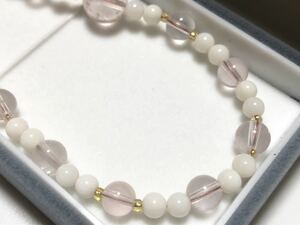 book@ white .. rose quartz 46.5g long design necklace beautiful goods S