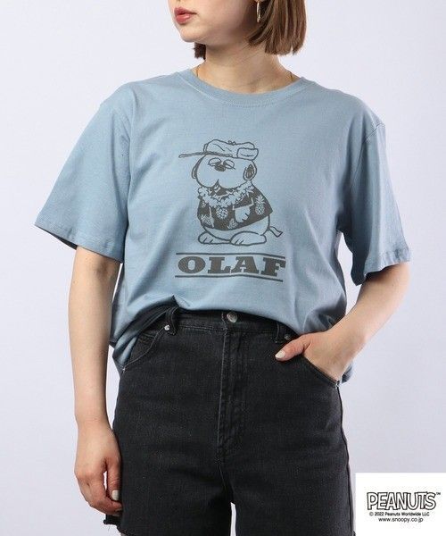 スヌーピー オラフ アロハ Tシャツ 半袖 メンズL B