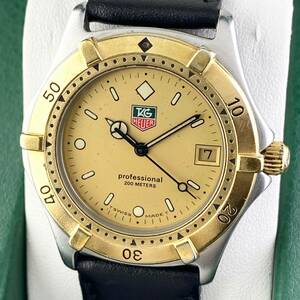 【1円〜】TAG HEUER タグ ホイヤー 腕時計 メンズ 964.006-2 ゴールド文字盤 プロフェッショナル デイト 200m 可動品