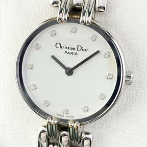 【1円〜】Christian Dior クリスチャン ディオール 腕時計 レディース D44-120 ホワイト文字盤 12Pストーン バギラ 可動品