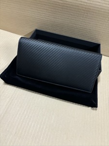 K3069 カーボンレザー 二つ折り 薄型財布 長財布 サイフ 財布 新品・未使用 メンズ