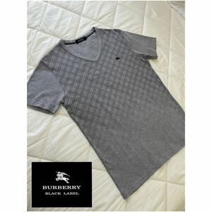 【美品】BURBERRY BLACKLABEL バーバリーブラックレーベル Vネック Tシャツ 半袖 サイズ2