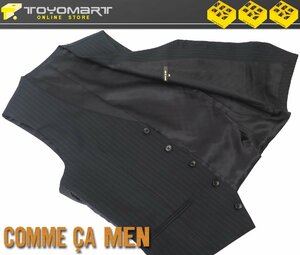 6020●コムサメン COMME CA MEN●新品　VA11　FRESCOモデル　シャドーストライプ スーツベスト　ブラック/48F　定価18700円