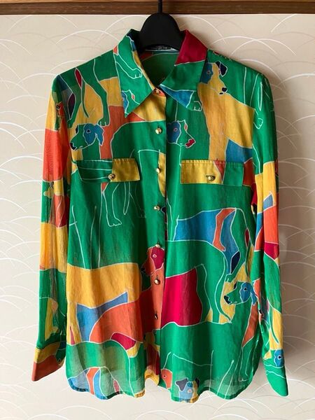 美品 綿100% 薄手ブラウス 長袖シャツ トップス
