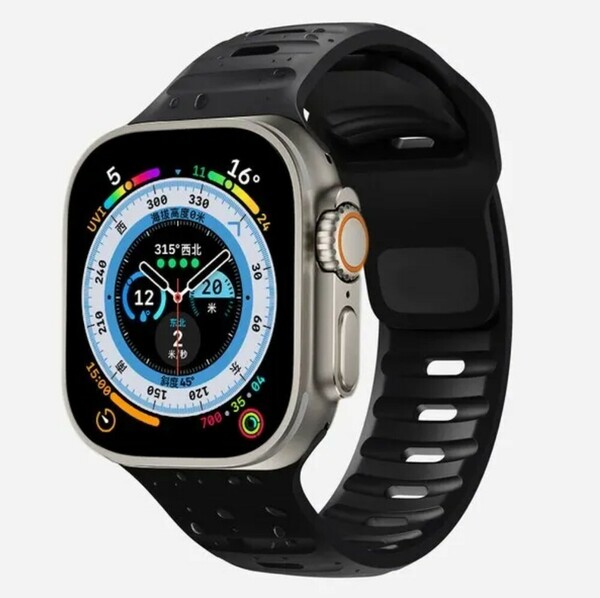 Apple Watch用 タフネス バンド ベルト 高品質シリコン ブラック