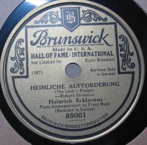 SP・米国盤ドイツ語・ハインリヒ シュルスヌスHeinrich Schlusnus・秘密の電話Heimliche Aufforderung/ホームシックHeimweh・B-83