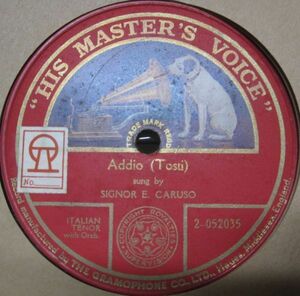 12. one side version SP* Britain record HMV Italian *enli Coca Roo so-Enrico Carusoteno-ru*.. if! Addio (to stay Tosti bending ) /C-36