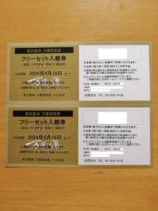 送料無料　東京豊洲 万葉倶楽部　フリーセット入館券　２枚ペア　有効期限(2024.9.18）