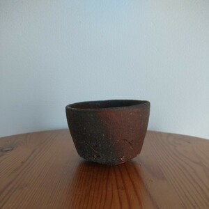  large sake cup sake cup .... roasting tighten Bizen . earthenware seeds island . sake bottle tea utensils 