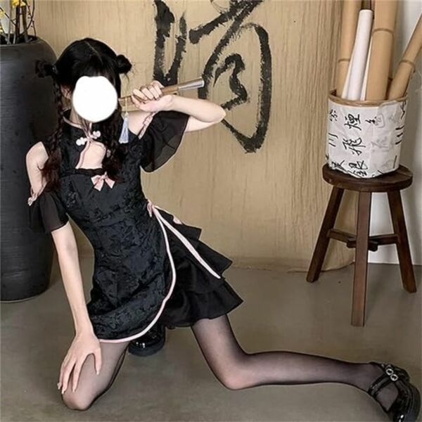 【SALE】 コスプレ チャイナ服 M 黒 ロリータ服 ドレス コスチューム