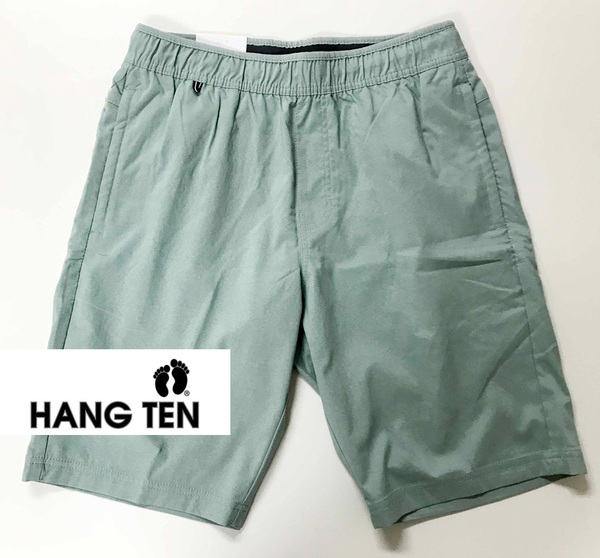 新品 L ★ コストコ Hang Ten メンズ プルオン ショート パンツ ライトブルー ストレッチ ウエストゴム UPF50+ 短パン アウトドア ハンテン