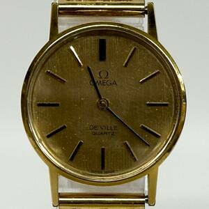 1円~【実動】オメガ OMEGA デビル DeVille Cal.1351 Ref.591.0044 クォーツ レディース腕時計 ゴールド文字盤 ローマン ラウンド 2石 YT